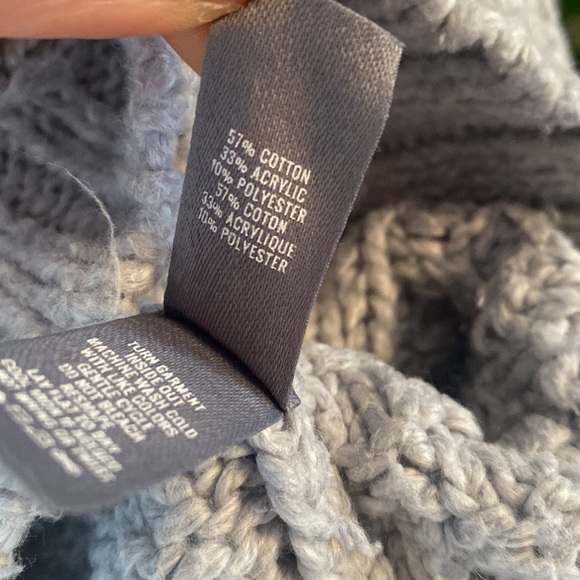 Blue-Grey crew cable knit sweater - Picture 3 of 4